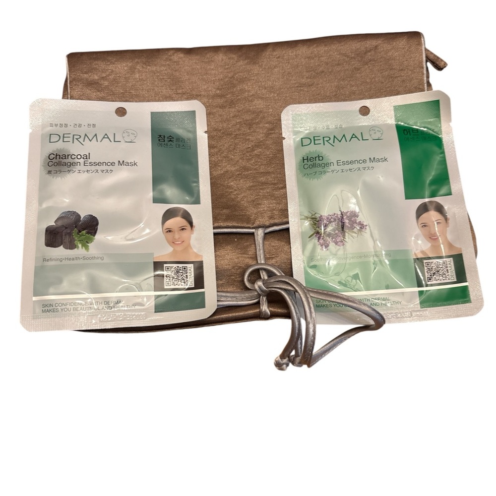 Dermal Collagen Essence Mask Set with Brown Bath And Bodywork’s Cosmetics Bag
